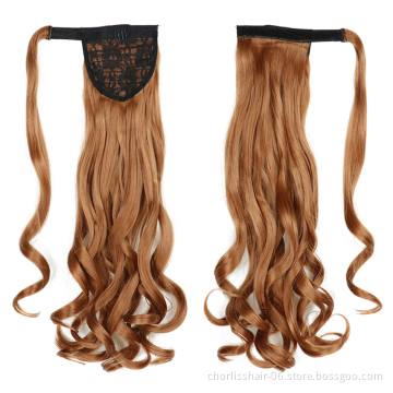 Wholesale Hot Sale Chorliss Natural Indian Virgin Cheveux Afro Curly Hair Ponytail For Black Women Synthetic Ponytail Extensions
